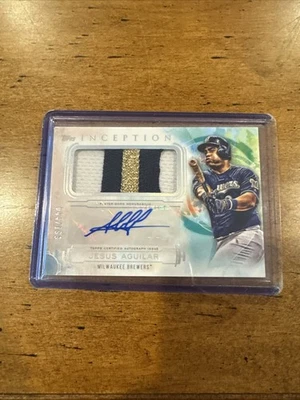 Topps Inception Jesus Aguilar Patch Auto Milwaukee Brewers 44/199 2019 Foto 1 de 3