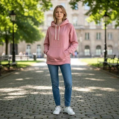Sudadera con Capucha American Eagle Pullover Para Mujer Mediana Rosa Texto Logo Foto 1 de 4