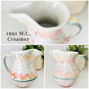 Vintage 1991 Mackenzie-Childs Ceramic Creamer, Pastels, Excellent - Picture 1 of 4