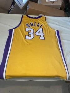 Authentic Shaquille O’neal LA Lakers Nike JERSEY Mens 56 Sewn Vintage NBA Yellow - Picture 1 of 13