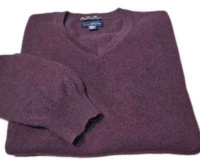 CLUB ROOM-Burgundy 2.ply CASHMERE, Mens LS, V.Neck Pullover Knit Sweater-(M) - Image 1 of 4