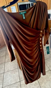 Vestido LAUREN RALPH LAUREN NUEVO CON ETIQUETAS $144 Talla 10 Haddon Hall Toffee - Imagen 1 de 9