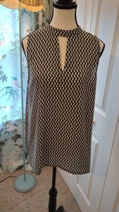 Loft Outlet Petite High Neck Keyhole Geometric Print Blouse - Size Large Petite - Picture 1 of 6