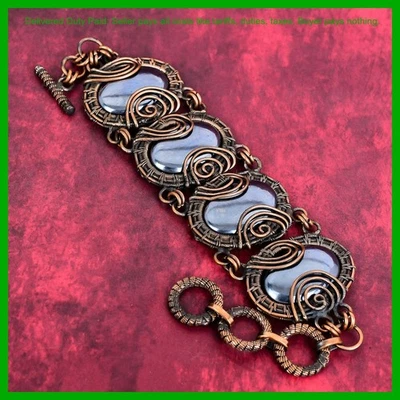 Black Friday Deal Copper Oval Shungite Stone Elegant Chain Wire Wrapped Bracelet - Image 1 of 4