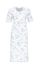 Camisón mujer Ringella manga corta botonadura azul 100% algodón - Imagen 1 de 1