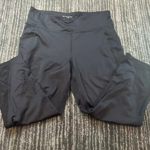 Tek Gear Leggings Womens Large Black With Pockets Dry Tek Mesh Side Yoga Workout - Picture 1 of 10
