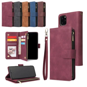 Flip Cuir Housse Etui Portefeuille Coque iPhone 11 16Pro Max 12 13 14 7 8Plus XR - Photo 1 sur 17