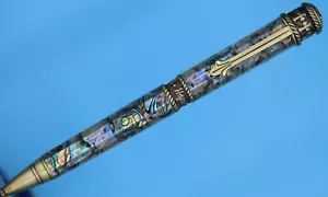 Penna a sfera Faith, Hope & Love in ottone antico con guscio Paua Abalone - Foto 1 di 9