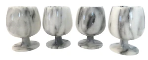 Natural White Marble Black Vein Genuine Goblets Snifter Glasses MCM Vintage / 4 - Picture 1 of 7