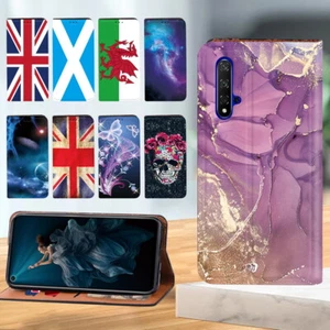 Printed Leather Wallet Stand Phone Cover For Huawei Honor 8A 9X /NOVA 5T Y5 Y6S - Picture 1 of 27