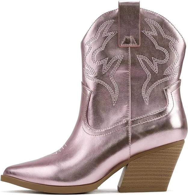 Botines occidentales Soda “BLAZING” para mujer, cosidos, punta puntiaguda, tacón bajo Foto 1 de 1