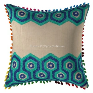 New Home Decor Embroidered 16 x 16 in Pillow Cover Case Handwoven Cushion Room - Picture 1 of 5