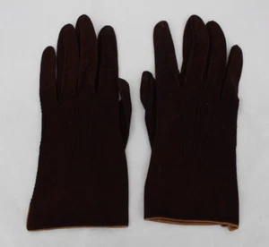 Vintage Kid Soft Leather Gloves Women Small Midi Brown Formal 1940s - Picture 1 of 5