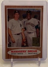 1996 Topps Mickey Mantle & Willie Mays 18 Manager's Dream Reprint Card #33 W/Top