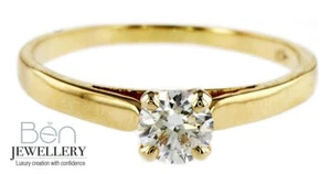 Diamond Ring, 0.43 Carat Round Brilliant natural Diamond, 18Ct Gold - Picture 1 of 8
