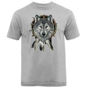 Camiseta Pluma Indio Nativo Americano Tribal Atrapasueños Wolf - Imagen 1 de 17