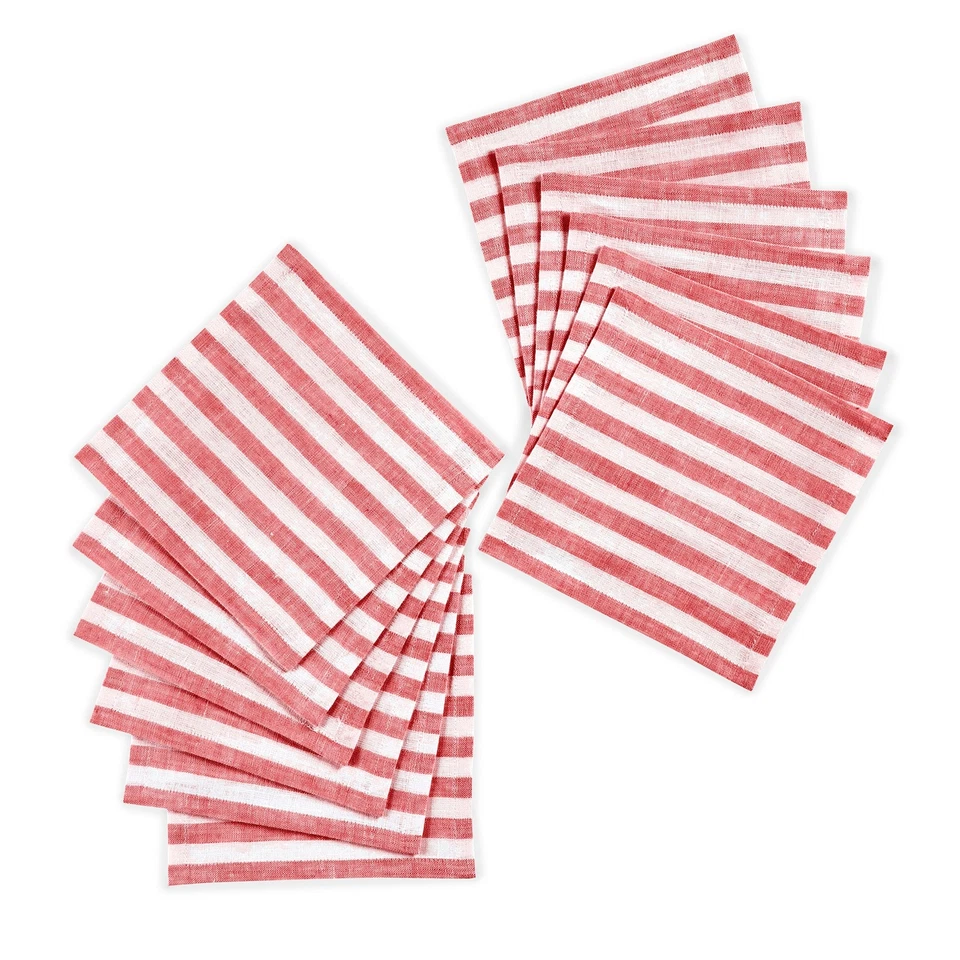 Solino Home Tovaglioli da Cocktail 100% Puro Lino 6x6" per Estate - Riga Amalfitana - Immagine 1 di 1