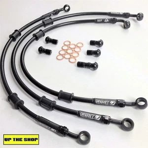 KAWASAKI ZRX1200 R/S 2001-08 VENHILL F&R s/steel braided brake hose set Race - Picture 1 of 4