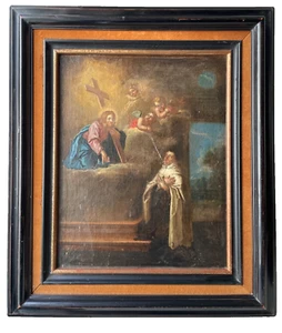 18th French Antique Religious - Oil Canvas -Saint Francis The Stigmata - Picture 1 of 19