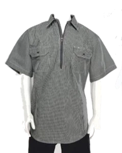 Herren Logger Hickory kurzärmliges Shirt mit halbem Reißverschluss vorne Verschluss - Bild 1 von 1