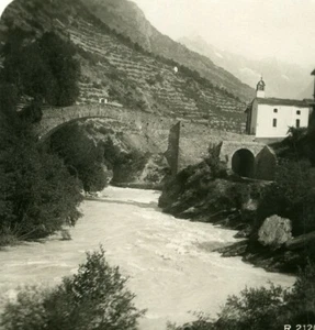 Switzerland Visp Valley Stalden Ritibruecke Stone Bridge Stereoview Photo 1906#2 - Picture 1 of 3