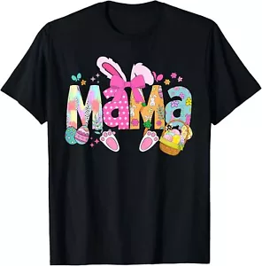 Mama Coquette Bow Bunny Easter Funny Mom Mommy Happy Easter T-Shirt - Picture 1 of 5