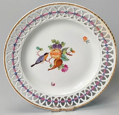 DM. 6053 antikerFürstenberg Durchbruchteller Vogeldekor ca. 24 cm im Durchmesser - Bild 1 von 4