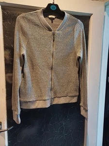 River Island Size 12 Sliver Gray Sparkly Jacket With Pockets - Picture 1 of 7