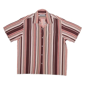 MANCHESTER PRESTIGE Mens Shirt Maroon Silk Striped XL - Picture 1 of 6