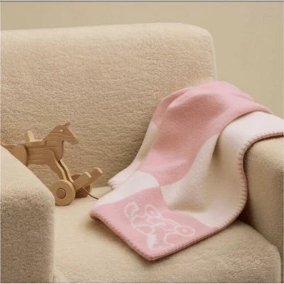HERMES Adada Caballo Mecedor Bebé Manta Avalon Rosa Niña Lana Cachemira Marca Foto 1 de 4