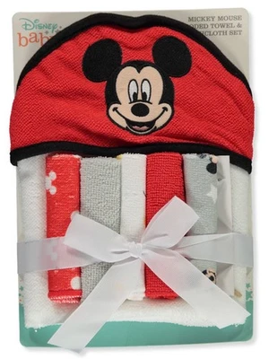 Cudlie Disney Bebé Mickey Mouse Estampado Cara Feliz (Toalla con Capucha con 5 Piezas con... Foto 1 de 2