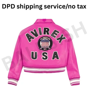 Damen Avirex rosa echte Bomber amerikanische Fliegerjacke Lederjacke für Damen - Bild 1 von 3