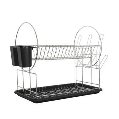 Scolapiatti da appoggio a 2 ripiani con vassoio e portaposate 51x24x36 cm - 1212 - Immagine 1 di 4