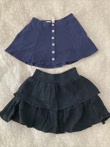 2 Girls Skirts, Navy Justice Skorts Size 10, Mi Ami Black Ruffle Skirt, Size S - Picture 1 of 4