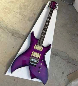 Unusual Shape Purple 6 Strings Electric Guitar Quilted Maple Neck Through Body - Picture 1 of 15