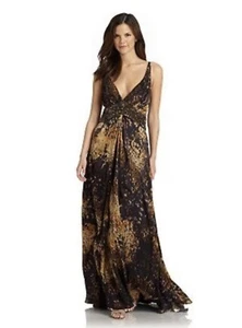 THEIA COUTURE SEQUIN STRAPPY V-NECK SILK EVENING EVENT GOWN SZ 10 $1195 NWT - Bild 1 von 11