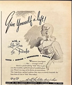 Give Yourself a Lift with Formfit Life Bra Vintage Print Ad 1945 - Picture 1 of 6