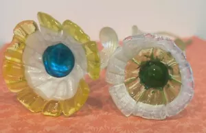 2 tallos retorcidos de flores de tallo largo de vidrio de Murano vintage - Imagen 1 de 4