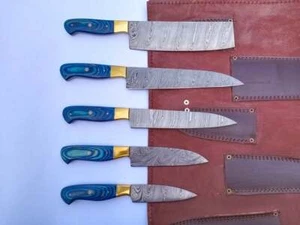 Juego de 5 cuchillos de chef de acero Damasco forjados a mano, juego de cuchillos de cocina, barbacoa JW-5009 - Imagen 1 de 7