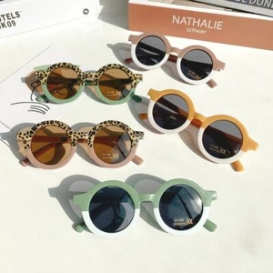 Kids Vintage Sunglasses UV400 Protection Classic Cute Leopard Double Color - Picture 1 of 18