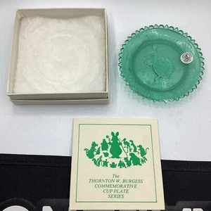 Vintage Thorton Burgess Cup Plate Series Spotty The Turtle Lt. Green Glass Plate - Picture 1 of 6