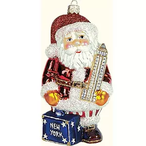 New York City Santa Polish Blown Glass Christmas Ornament NYC Decoration Empire - Picture 1 of 3