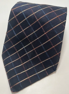 Corbata para hombre Jim Thompson 100 % seda azul marino patrón de rayas multicolor rojo Foto 1 de 4