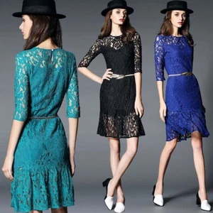 Women's Belt Gold Silver Leaf Elastic Metal Stretch High Waist Dress Cummerbund⊱ - Picture 1 of 11