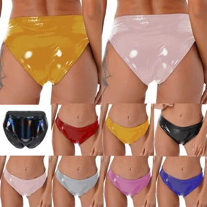Women Glossy Wetlook Latex Panties Low Rise Bikini Bottoms Shorts Sexy Briefs - Picture 1 of 106