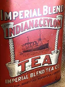 ANTIGUA LATA DE TÉ INDIA Y CEILÁN MEZCLA IMPERIAL, por Brantford Woodstock Londres #CT - Imagen 1 de 11