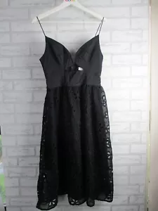 Talulah womens fit & flare dress black S, 8 lace cutouts v-neck strappy - Picture 1 of 10