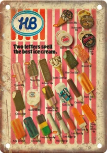 HB Ice Cream Vintage Werbung 12" x 9" Reproduktion Blechschild N464 - Bild 1 von 1