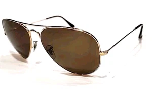 Occhiali da sole Ray Ban Aviator oro metallo marrone polarizzati 62-14 Italia ottime condizioni - Foto 1 di 10