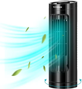 13'' Tower Fan, Bladeless Desk Fan with 3 Speeds and 70° Oscillation, Portable a - Picture 1 of 7